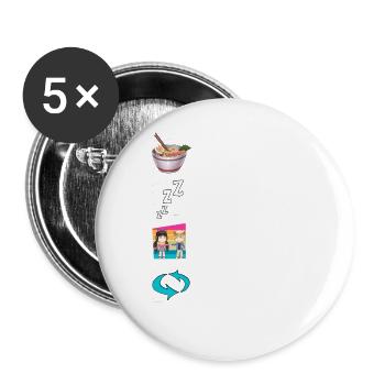 Cute Japanese Eat Sleep Anime Repeat Manga - Buttons large 2.2''/56 mm (5-pack) - white - Front
