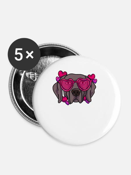 Weimaraner - Buttons groß 56 mm (5er Pack) - Weiß