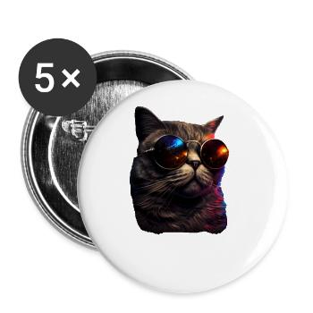 Cat Kitten I do what I want Cat - Buttons large 2.2''/56 mm (5-pack) - white - Front