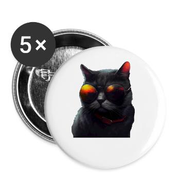 Cat Kitten I do what I want Cat - Buttons large 2.2''/56 mm (5-pack) - white - Front