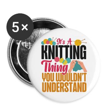 Tricoter Tricoter C’est un tricot - Lot de 5 grands badges (56 mm) - blanc - Devant