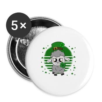 Sheep Shamrocks Saint Patrick's Day - Buttons large 2.2''/56 mm (5-pack) - white - Front