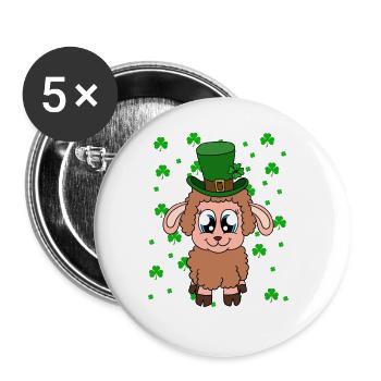 Sheep Shamrocks Saint Patrick's Day - Buttons large 2.2''/56 mm (5-pack) - white - Front