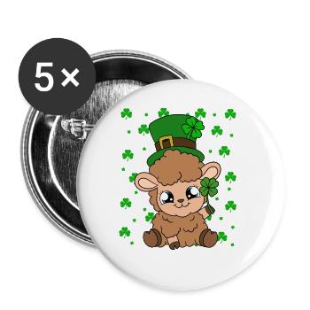 Sheep Shamrocks Saint Patrick's Day - Buttons large 2.2''/56 mm (5-pack) - white - Front