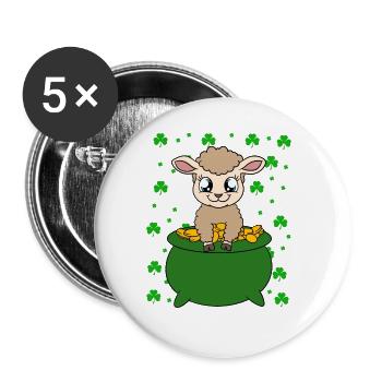 Moutons Trèfles Fête de la Saint-Patrick - Lot de 5 grands badges (56 mm) - blanc - Devant