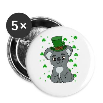 Cute Koala with Hat Saint Patrick's Day - Buttons large 2.2''/56 mm (5-pack) - white - Front