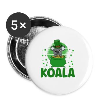 Cute Koala with Hat Saint Patrick's Day - Buttons large 2.2''/56 mm (5-pack) - white - Front