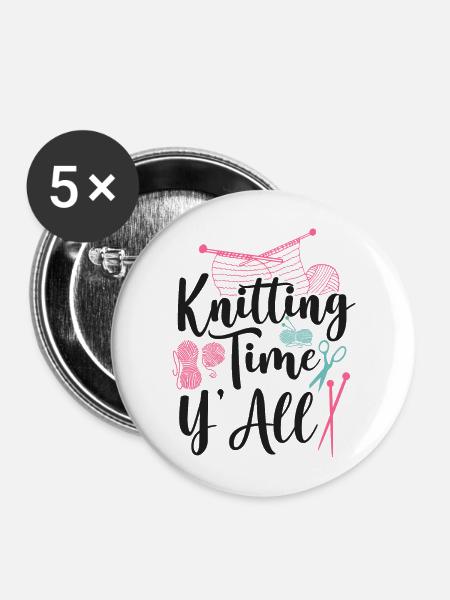 Knitting Knitter Knitting Time - Buttons groß 56 mm (5er Pack) - Weiß