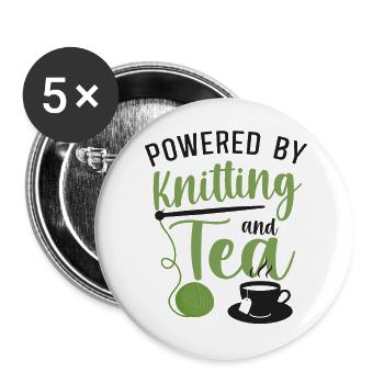 Knitting Knitter Tea Powered By - Buttons large 2.2''/56 mm (5-pack) - white - Front