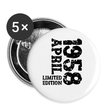 1958 avril édition limitée cadeau d’anniversaire - Lot de 5 grands badges (56 mm) - blanc - Devant