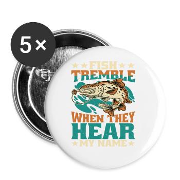Les poissons tremblent quand ils entendent mon nom 4 - Lot de 5 grands badges (56 mm) - blanc - Devant