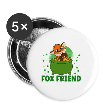 Mignon trèfle renard Saint-Patrick - Lot de 5 grands badges (56 mm) - blanc - Devant
