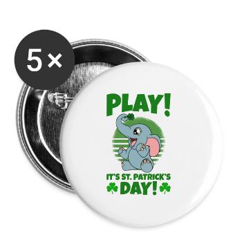 Mignons trèfles d’éléphants Fête de la Saint-Patrick - Lot de 5 grands badges (56 mm) - blanc - Devant