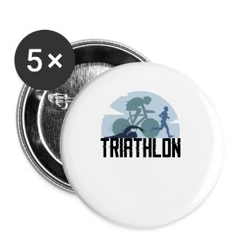 Course de triathlon - Lot de 5 grands badges (56 mm) - blanc - Devant