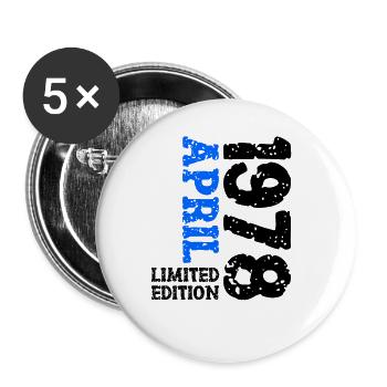 1978 April Limited Edition Geburtstag Geschenk - Buttons groß 56 mm (5er Pack) - Weiß - Vorne
