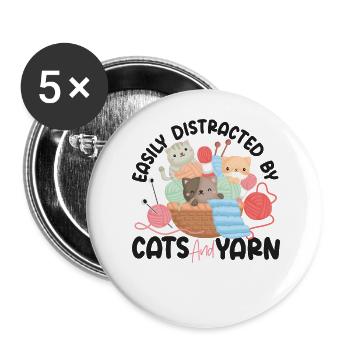 Knitting Knitter Cat Easily - Buttons large 2.2''/56 mm (5-pack) - white - Front