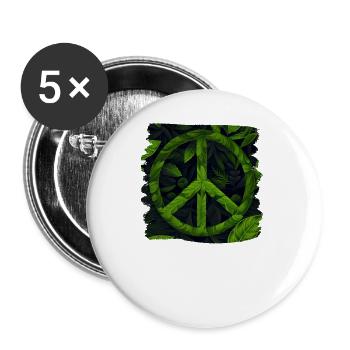 Hippie Festival Liebe Vintage Friedenszeichen - Buttons groß 56 mm (5er Pack) - Weiß - Vorne