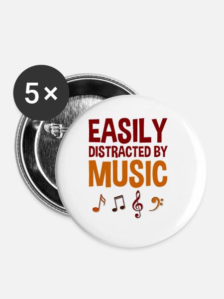 Easily Distracted By Music 4 - Buttons groß 56 mm (5er Pack) - Weiß