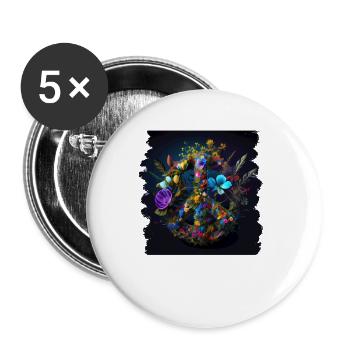 Hippie Festival Liebe Vintage Friedenszeichen - Buttons groß 56 mm (5er Pack) - Weiß - Vorne