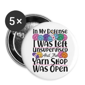 Knitting Knitter In My Defense I - Buttons groß 56 mm (5er Pack) - Weiß - Vorne