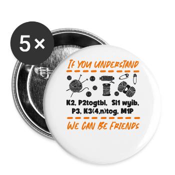 Tricoter Tricoter Si vous comprenez - Lot de 5 grands badges (56 mm) - blanc - Devant