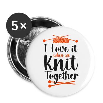 Knitting Knitter Friends Besties - Buttons groß 56 mm (5er Pack) - Weiß - Vorne