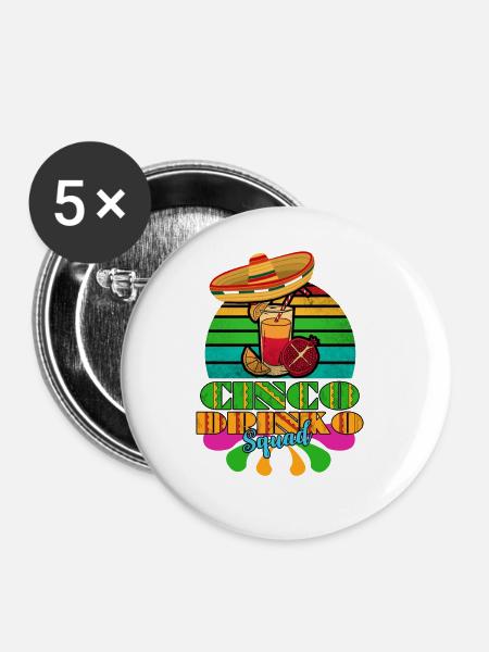 Cinco De Mayo - Buttons groß 56 mm (5er Pack) - Weiß