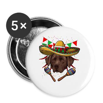 Cinco De Mayo Labrador - Buttons large 2.2''/56 mm (5-pack) - white - Front