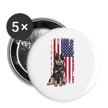 Australian Cattle Dog - Buttons large 2.2''/56 mm (5-pack) - white - Front