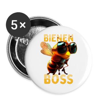 Bienenboss Honig Dealer Bienenzüchter Bienen Boss - Buttons groß 56 mm (5er Pack) - Weiß - Vorne