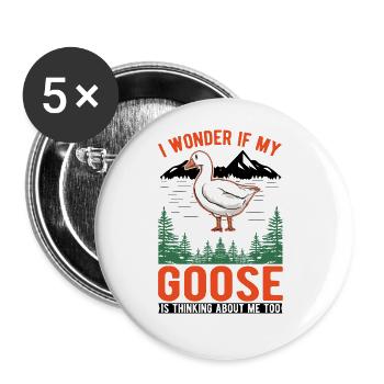 Geese Gift Goose Farmer Goose Goose - Buttons large 2.2''/56 mm (5-pack) - white - Front
