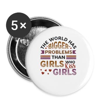 Des problèmes plus importants que les filles, embrasser les filles - Lot de 5 grands badges (56 mm) - blanc - Devant