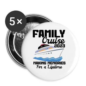 Family Cruise 2023 Vacation Funny Party Trip Ship - Buttons large 2.2''/56 mm (5-pack) - white - Front