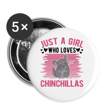 Juste une fille qui aime Chinchillas Mädchen - Lot de 5 grands badges (56 mm) - blanc - Devant