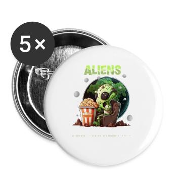 Aliens Play With Balloons - Spy Balloon or - Buttons groß 56 mm (5er Pack) - Weiß - Vorne