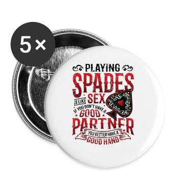 Pik-karten Spielen - Buttons groß 56 mm (5er Pack) - Weiß - Vorne