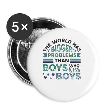 Bigger problems than guys kissing boys - Buttons large 2.2''/56 mm (5-pack) - white - Front