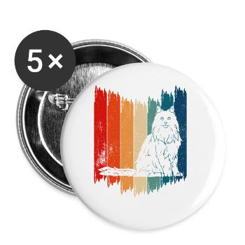 Norwegische Waldkatze Norwegian Forest Cat - Buttons groß 56 mm (5er Pack) - Weiß - Vorne
