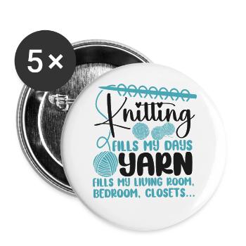 Tricoter Tricoter Tricoter Remplir mon - Lot de 5 grands badges (56 mm) - blanc - Devant