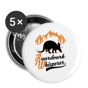 Erdferkel Flüsterer Aardvark Whisperer - Buttons groß 56 mm (5er Pack) - Weiß - Vorne