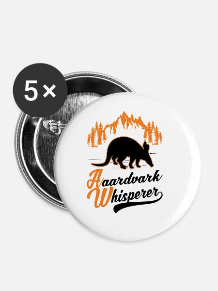 Erdferkel Flüsterer Aardvark Whisperer - Buttons groß 56 mm (5er Pack) - Weiß