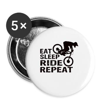 Eat Sleep Ride Repeat - Buttons groß 56 mm (5er Pack) - Weiß - Vorne