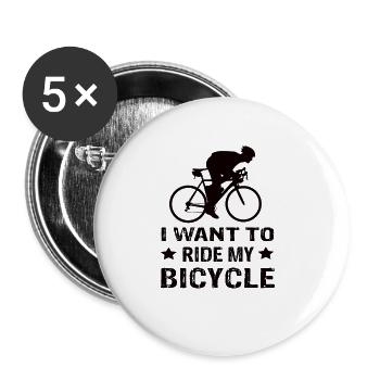 Rennrad I Want To Ride My Bicycle - Buttons groß 56 mm (5er Pack) - Weiß - Vorne