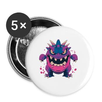 Monster Crash - Cool purple monster - Buttons large 2.2''/56 mm (5-pack) - white - Front