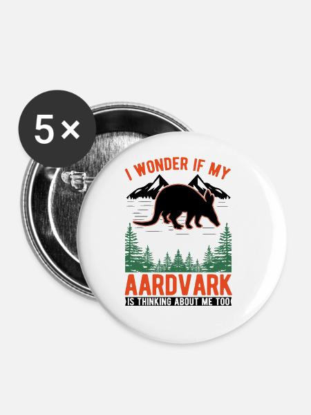 Erdferkel Geschenk Aardvark - Buttons groß 56 mm (5er Pack) - Weiß
