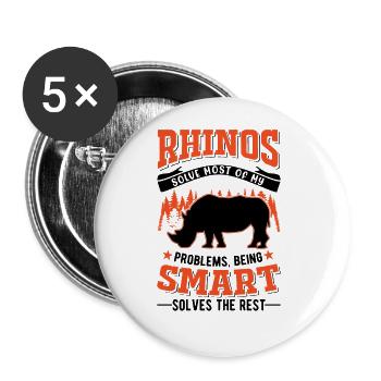 Rhinocéros Cadeau Rhino Rhinocéros - Lot de 5 grands badges (56 mm) - blanc - Devant