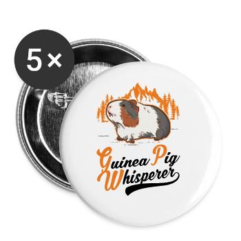 Chuchoteur de cochon d’Inde - Lot de 5 grands badges (56 mm) - blanc - Devant