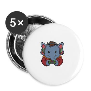 Nix Hören Ich Zocke Elefant - Buttons groß 56 mm (5er Pack) - Weiß - Vorne