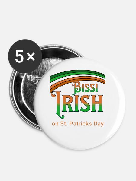 Bissi Irish - am St.Patrick's Day! - Buttons groß 56 mm (5er Pack) - Weiß