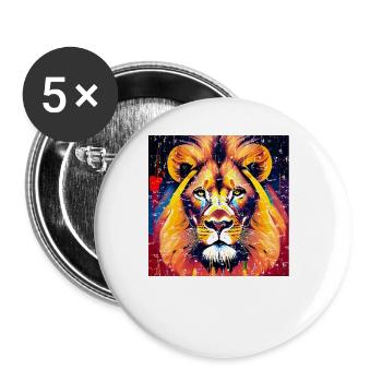 Majestic lion in oil painting style - Buttons large 2.2''/56 mm (5-pack) - white - Front
